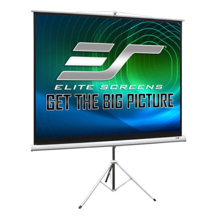 EliteScreens T136NWS1 статив проекционен екран видим размер 240cm x 240cm, бяла рамка
