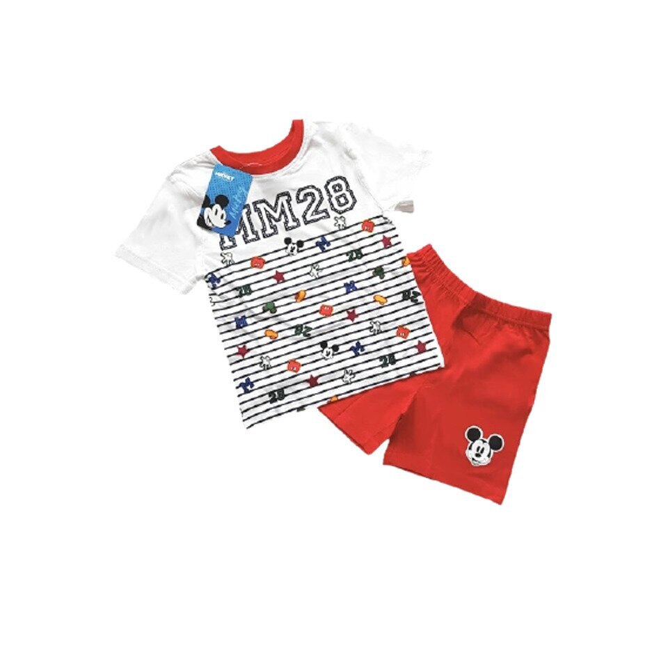 Pijama maneca scurta, MM 28, alb cu rosu 116 cm