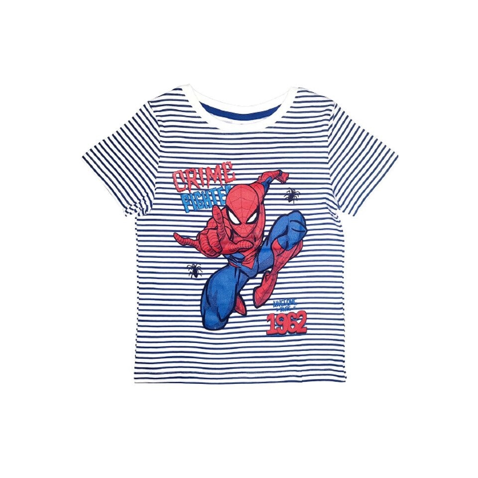 Tricou, Spider, Crime fighted, alb cu bleumarin