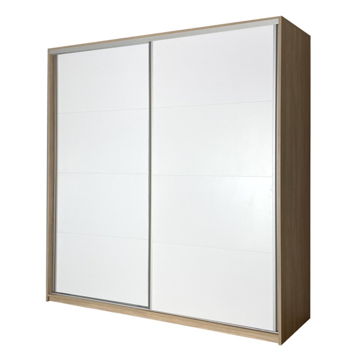 Dressing Lara 2 usi glisante 4F Stejar/Alb L220 x H220 cm Hafele