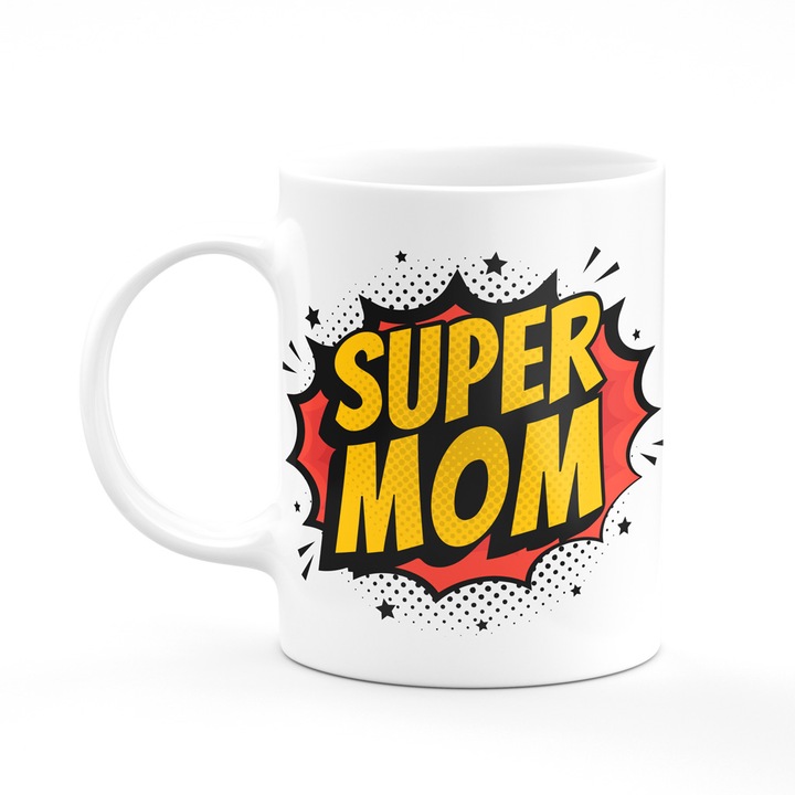 Cana personalizata, Super Mom - 2, 380 ML