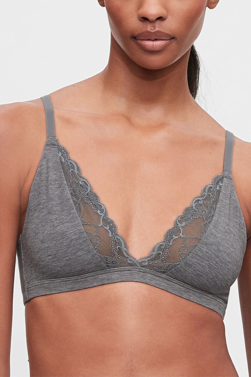 GAP, Sutien cu insertii de dantela, Gri