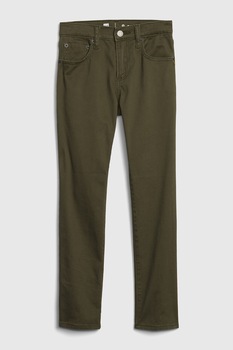 GAP, Pantaloni slim fit cu talie medie, Verde militar GAP, Pantaloni slim fit cu talie medie, Verde militar