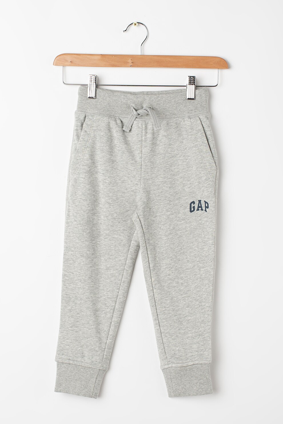 GAP, Pantaloni sport cu snur in talie, Gri melange