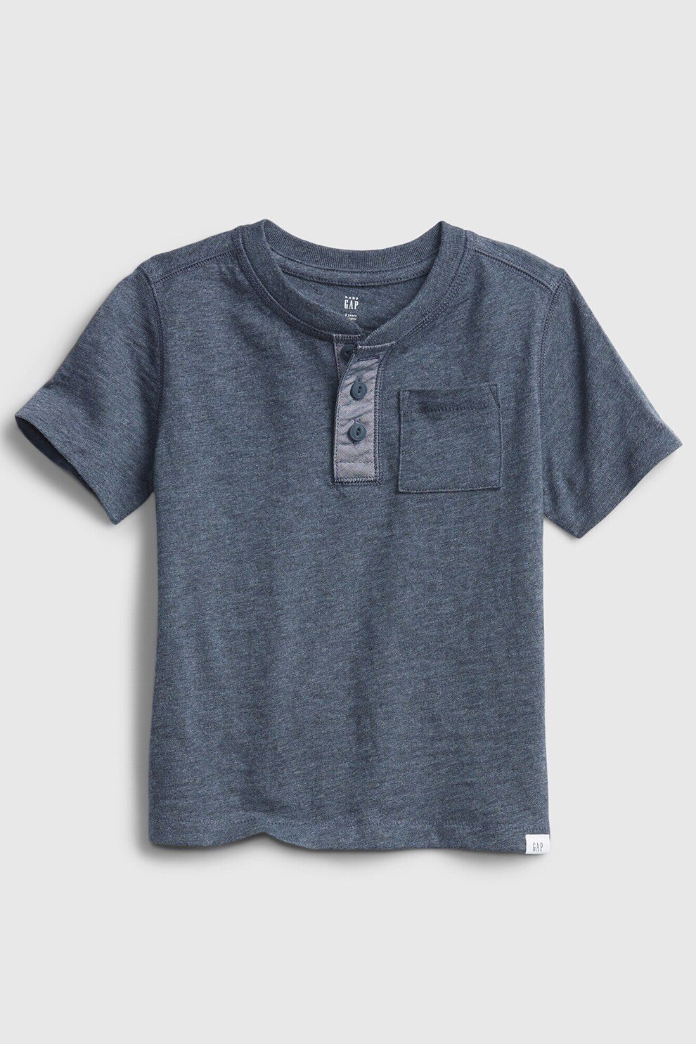 GAP, Tricou Henley cu buzunar aplicat, Gri inchis melange
