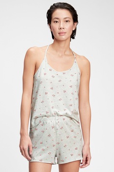 GAP, Top de pijama cu model floral, Gri deschis/Roz GAP, Top de pijama cu model floral, Gri deschis/Roz