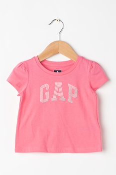 GAP, Tricou din bumbac organic cu imprimeu logo, Roz