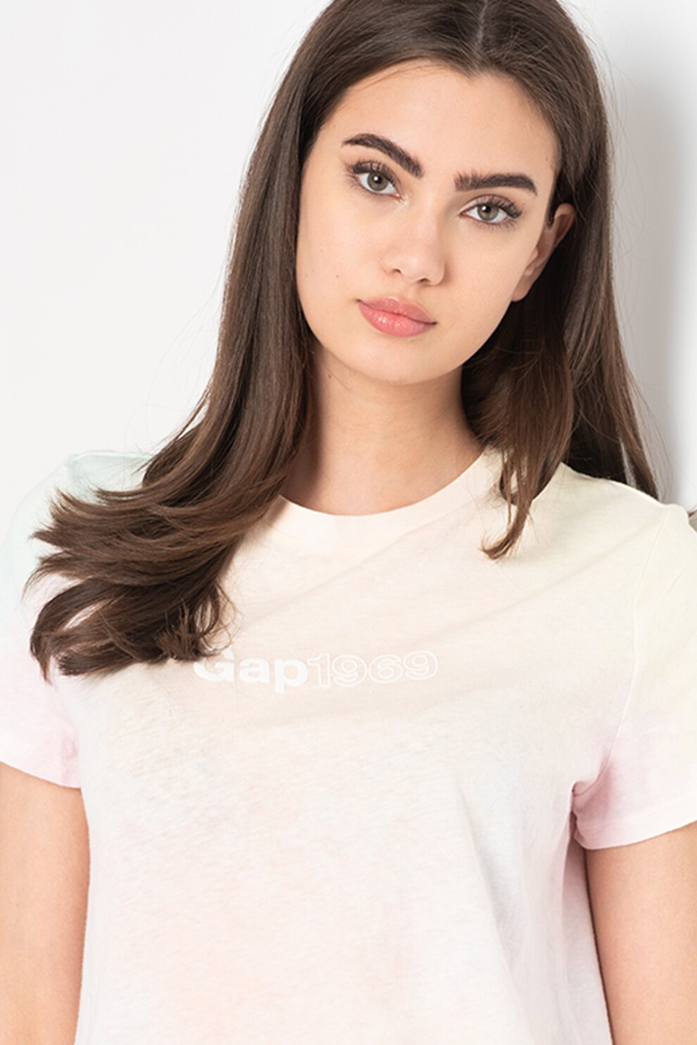 GAP, Tricou scurt de jerseu cu imprimeu logo, Roz pastel/Verde deschis