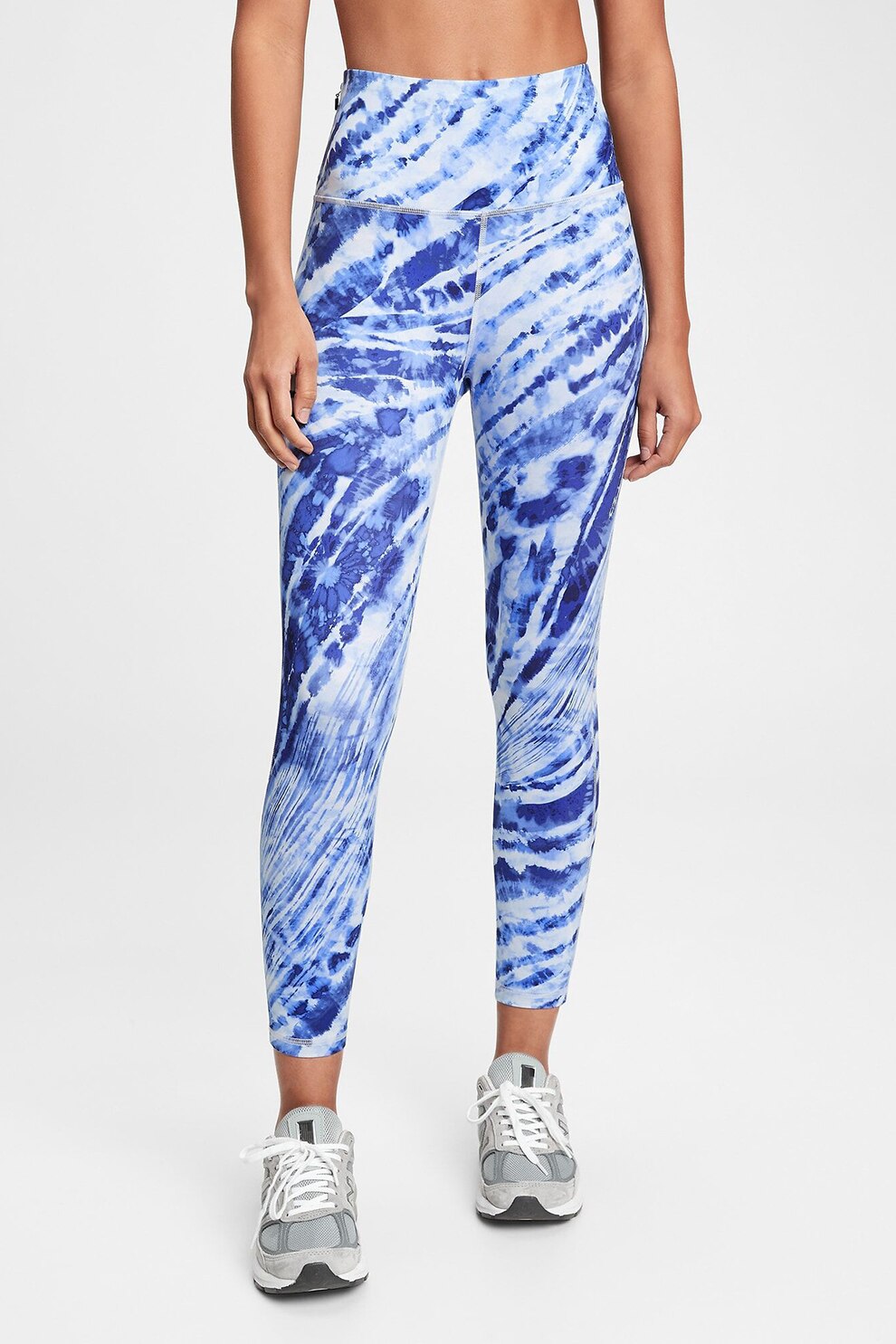 GAP, Colanti crop cu talie inalta, Albastru royal/Alb