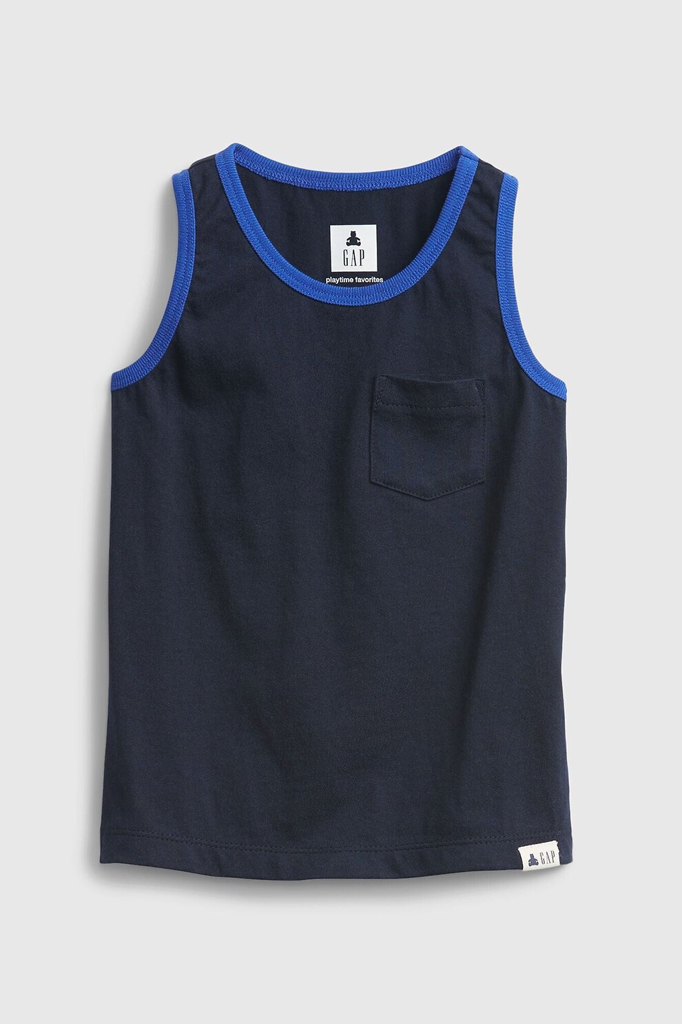 GAP, Top de bumbac organic cu buzunar pe piept, Bleumarin inchis