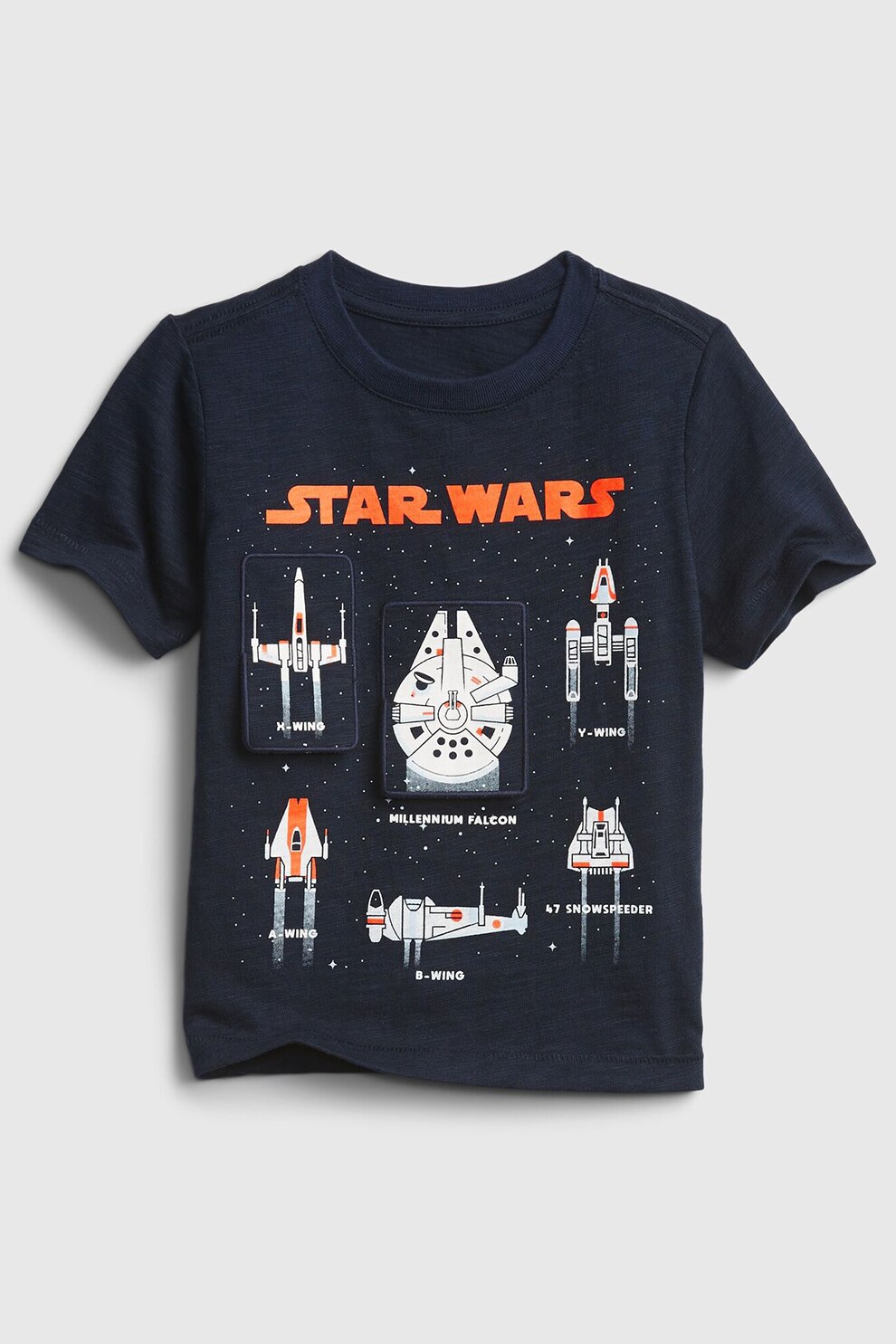 GAP, Tricou cu decolteu la baza gatului si imprimeu Star Wars, Albastru inchis