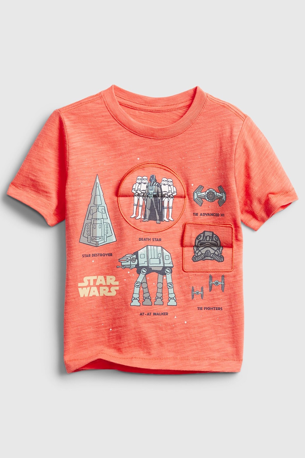 GAP, Tricou cu decolteu la baza gatului si imprimeu Star Wars, Corai