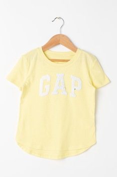 GAP, Tricou din bumbac cu aplicatii cu paiete, galben pal