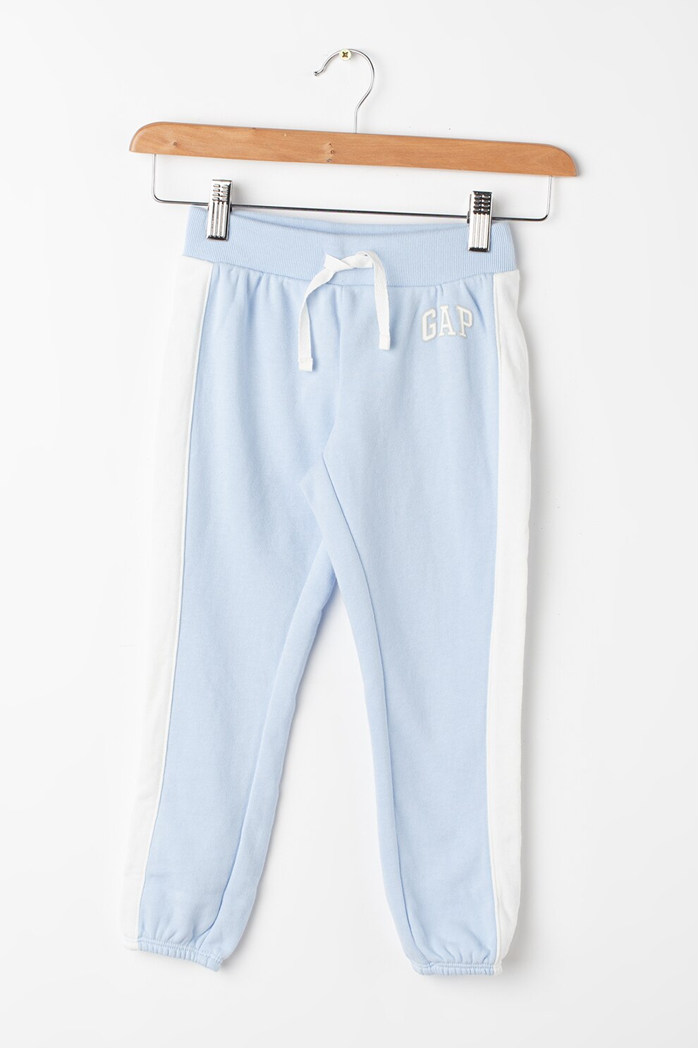 GAP, Pantaloni sport cu snur de ajustare in talie, albastru azur, alb