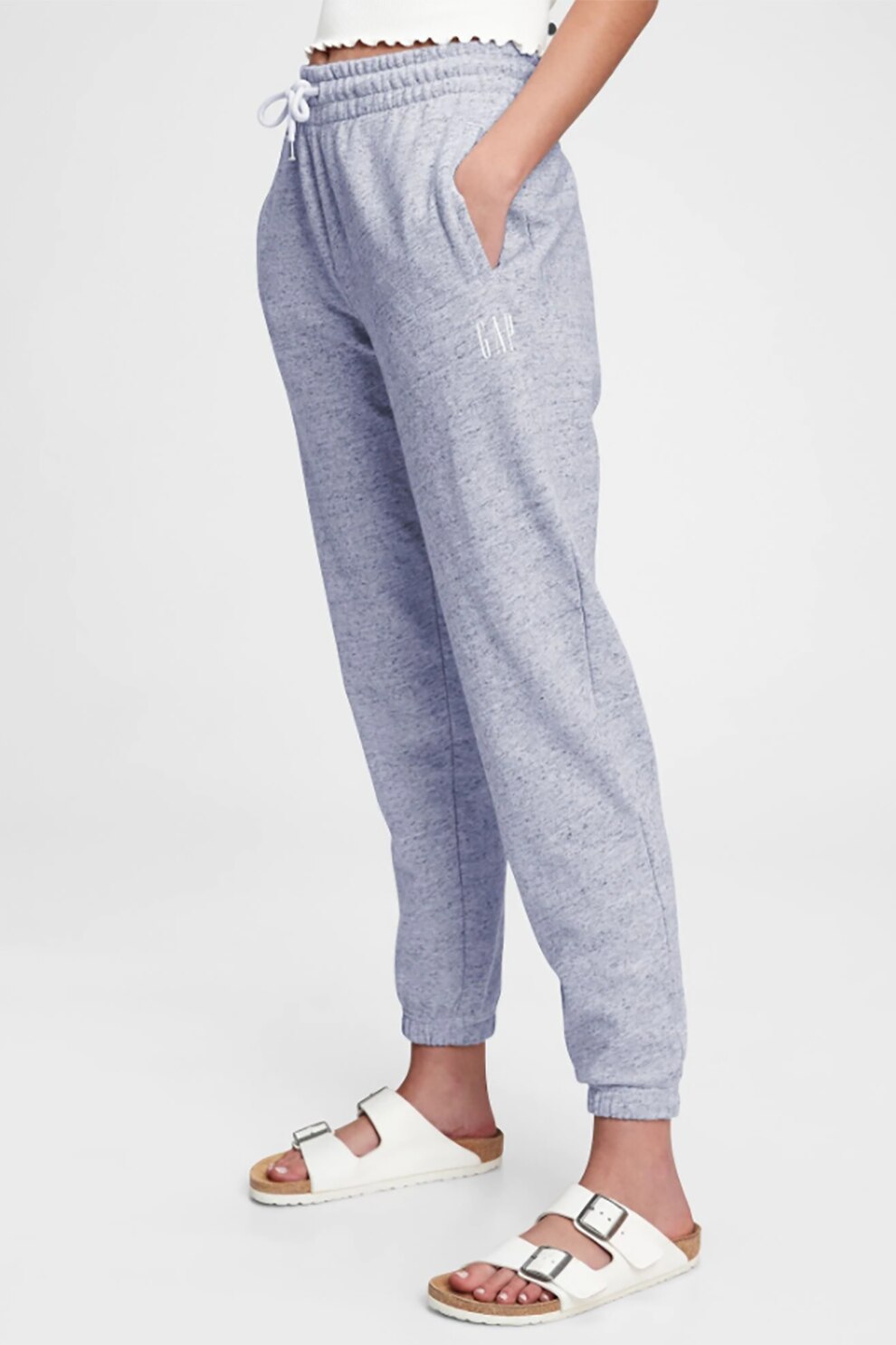 GAP, Pantaloni cu snur de ajustare in talie, Gri deschis