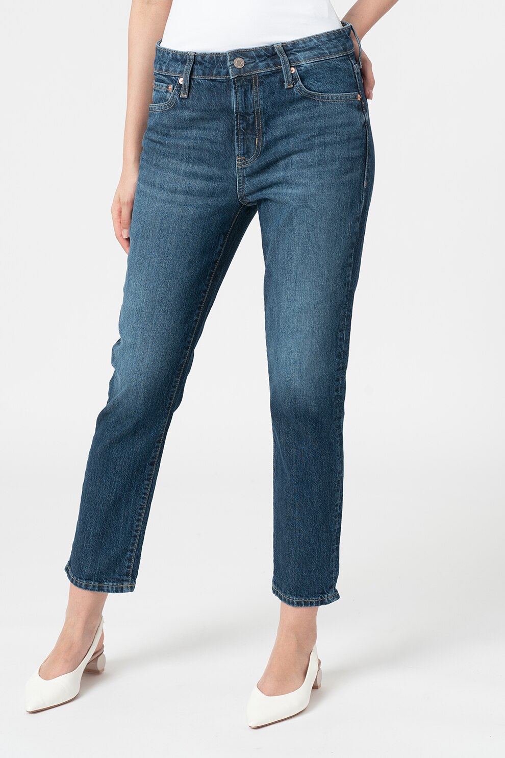 GAP, Blugi crop cu croiala boyfriend, Bleumarin