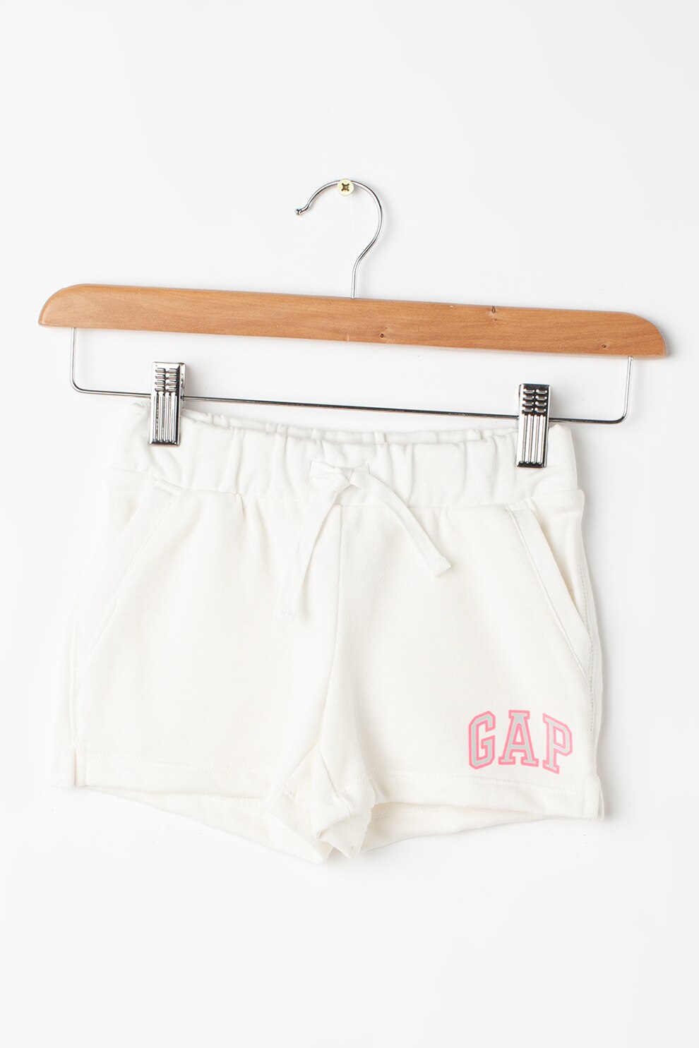 GAP, Pantaloni scurti cu talie ajustabila si buzunare oblice, Alb/Roz