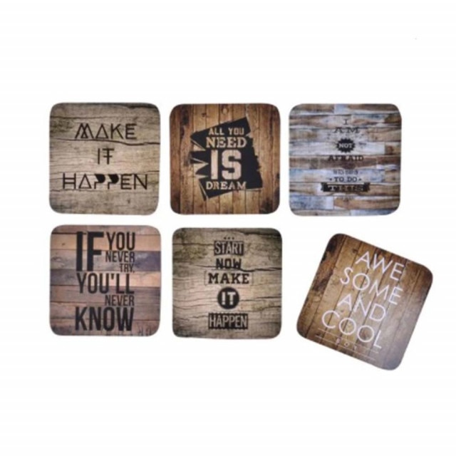 Set suport pahare cu mesaje motivationale, 6 bucati