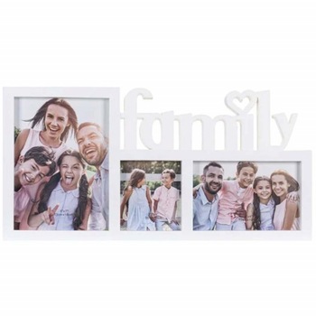 Rama foto decorativa cu 3 poze, model Pufo Familly, 40 x 20 cm, alb Rama foto decorativa cu 3 poze, model Pufo Familly, 40 x 20 cm, alb