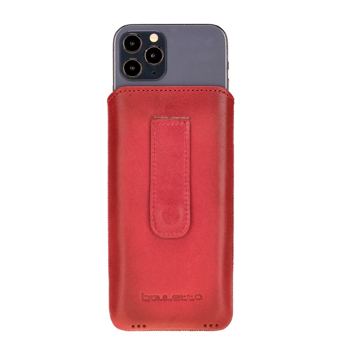Капак за iPhone 14 Pro, 14, iPhone 13 Pro, 13, iPhone 12 Pro, 12, Bouletta Multi Case, тип чанта от естествена кожа, здраво магнитно закопчаване, цвят Burnished red