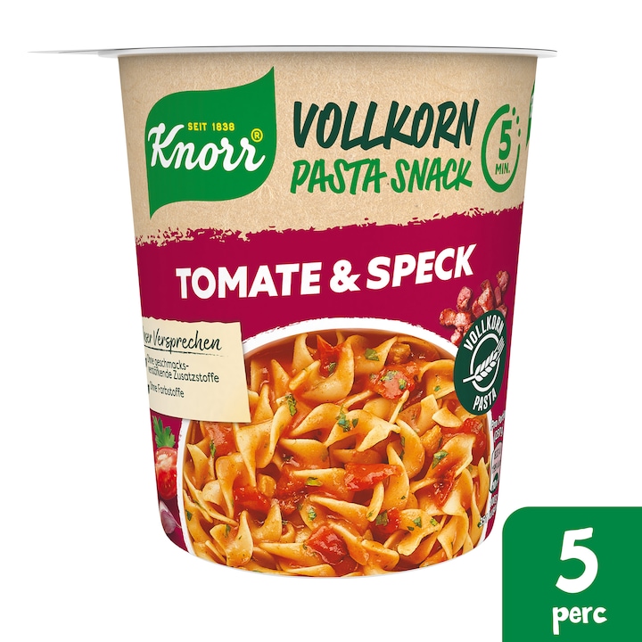 Promóciós csomag: 3 x KNORR Snack Teljeskiörlésű tészta Paradicsomos-baconos, 57g