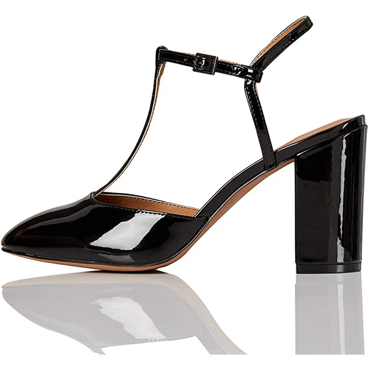 Pantofi dama, Find, Piele lacuita-Negru