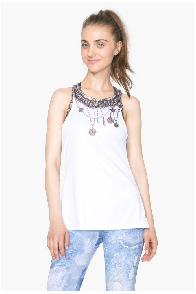 Tricou pentru dama, Desigual Ts A Tank Dress Y, Alb, Alb