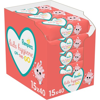 Servetele umede Pampers Hygiene on the go, 15 pachete x 40, 600 buc Servetele umede Pampers Hygiene on the go, 15 pachete x 40, 600 buc