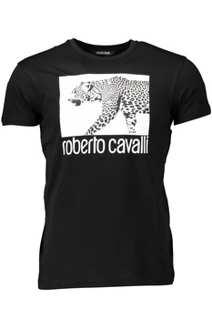 Tricou barbati cu imprimeu animal print, Roberto Cavalli, Negru Tricou barbati cu imprimeu animal print, Roberto Cavalli, Negru