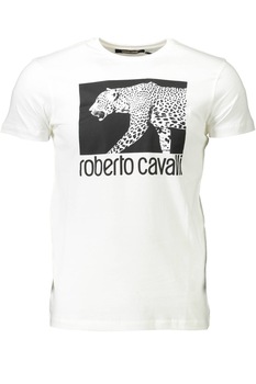 Tricou barbati cu imprimeu animal print, Roberto Cavalli, Alb Tricou barbati cu imprimeu animal print, Roberto Cavalli, Alb