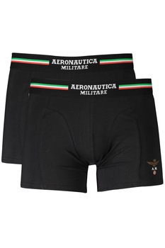 Set 2 perechi boxeri cu detaliu logo, Aeronautica Militare , Negru , 2XL Set 2 perechi boxeri cu detaliu logo, Aeronautica Militare , Negru , 2XL