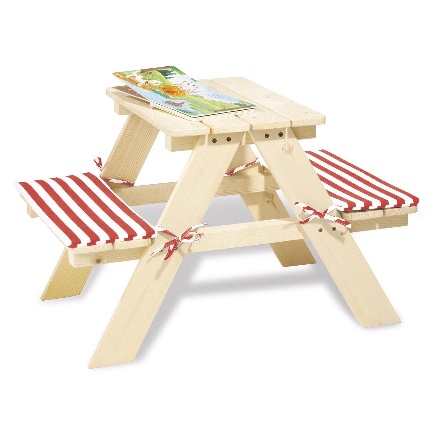 Set de picnic Yana pentru copii, dimensiuni L 89 cm x l 79 cm x H 50 cm, cu perne colorate, inaltimea de sezut: 28 cm