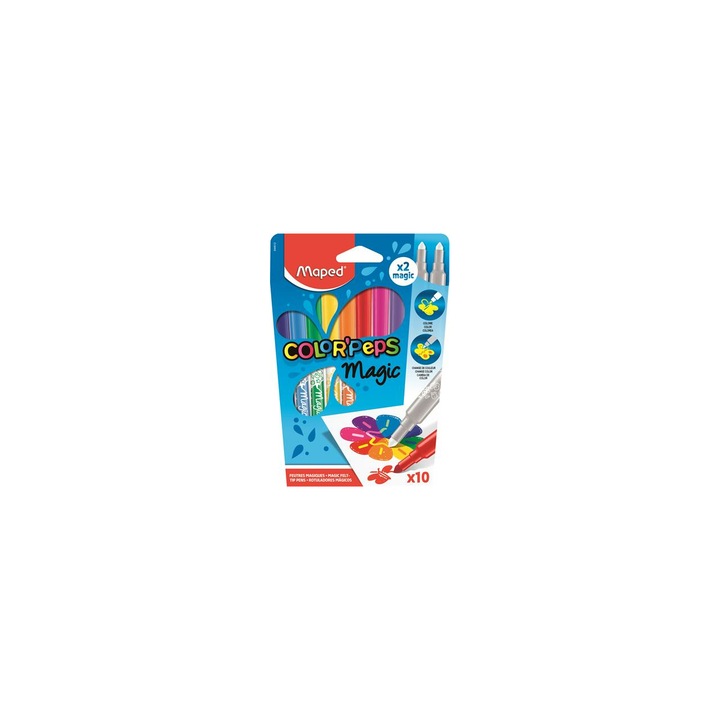 Set 10 carioci Maped Color Peps Magic, Plastic, Multicolor