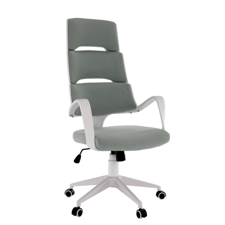 Scaun de birou, gri deschis / alb, 62x62.5x117.5-127.5 cm,VISAR, mobHAUS