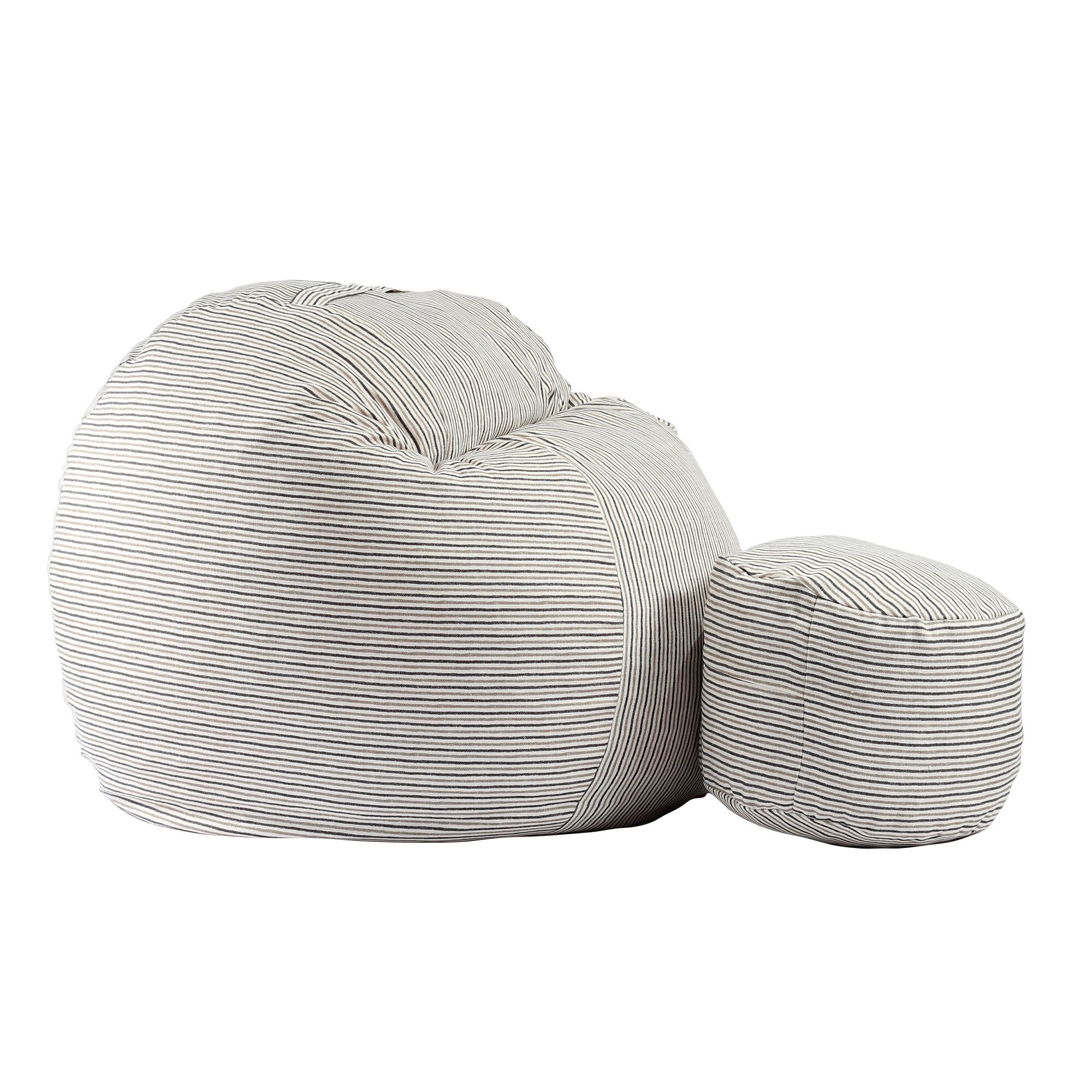 Fotoliu King Size cu Otoman, Riviera Stripes (Gama Premium Textil) umplut cu fulgi de burete memory mix