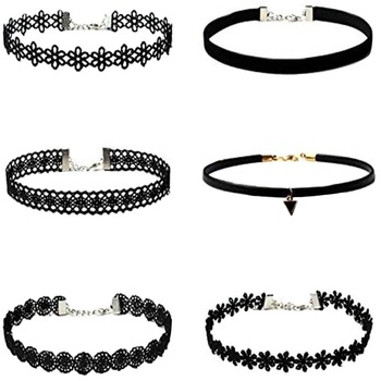Set 6 colier choker elegant, ASKSA, stiluri multiple, negru Set 6 colier choker elegant, ASKSA, stiluri multiple, negru