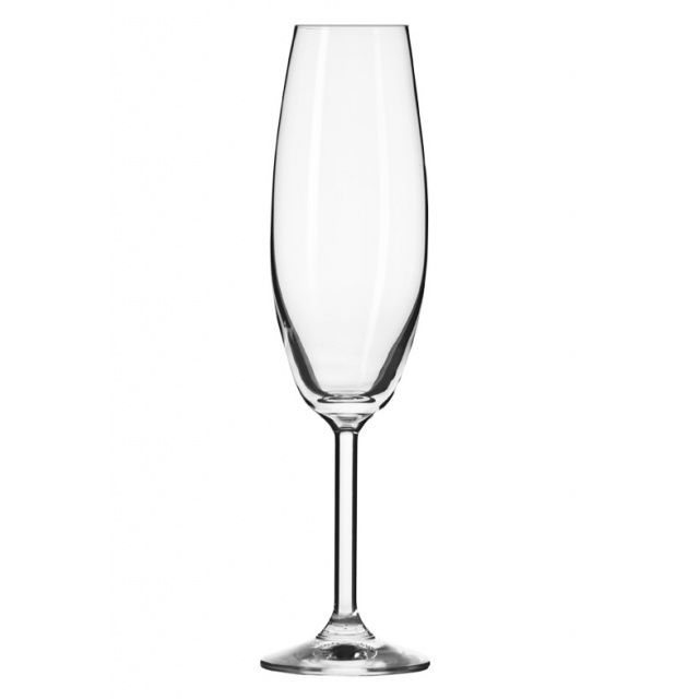 Set 6 pahare sampanie, Venezia, sticla transparenta, 200 ml