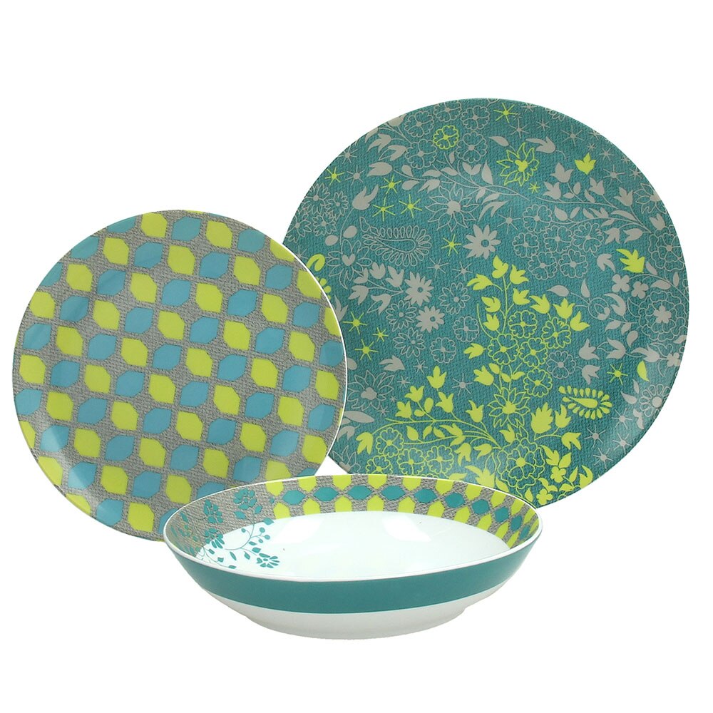 Set vesela 18 piese, Instagreen, portelan, verde