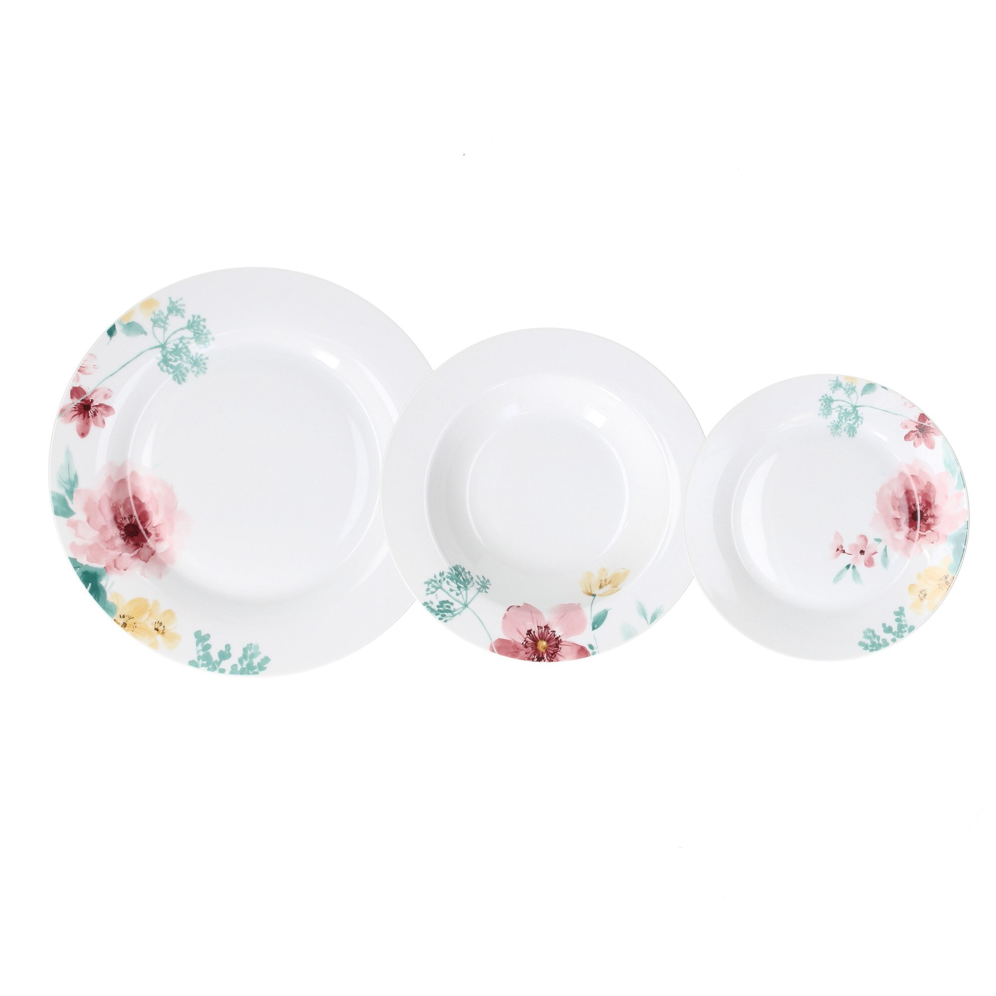 Set vesela 18 piese, Layla, portelan, multicolor