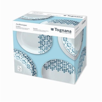 Set vesela 18 piese, Aarabesqu, portelan, alb/albastru Set vesela 18 piese, Aarabesqu, portelan, alb/albastru