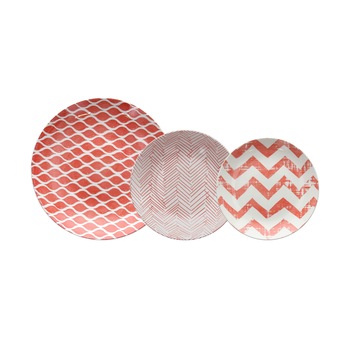 Set vesela 18 piese SANGRIA portelan rosu, alb Set vesela 18 piese SANGRIA portelan rosu, alb