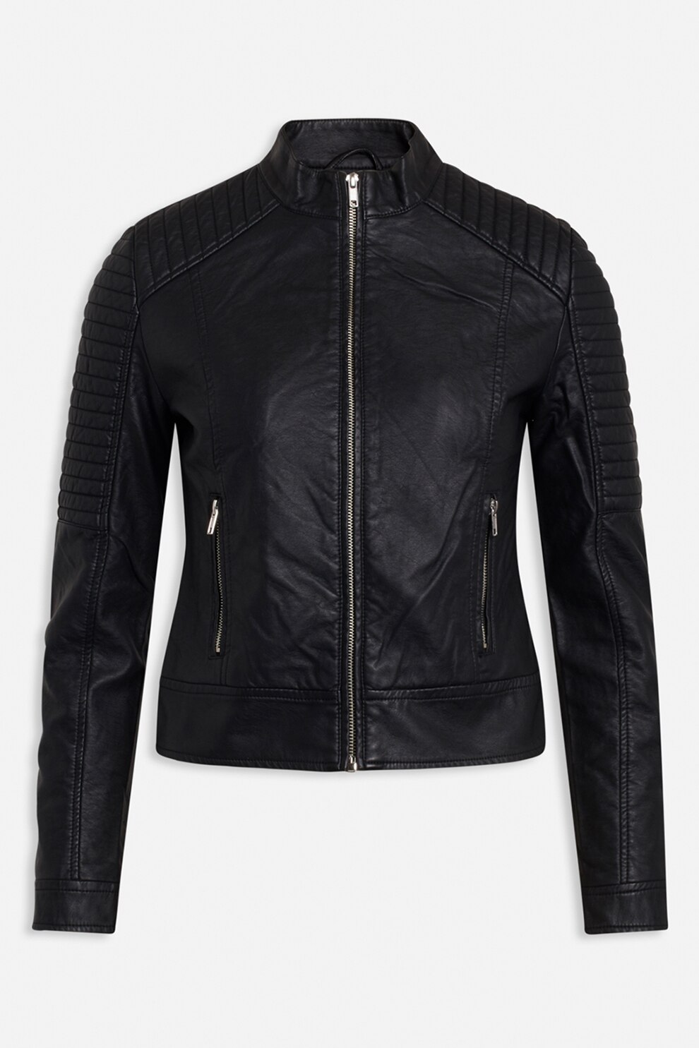 Sisters Point, Jacheta din piele ecologica cu segmente cu aspect matlasat Duna-Ja, Negru, L