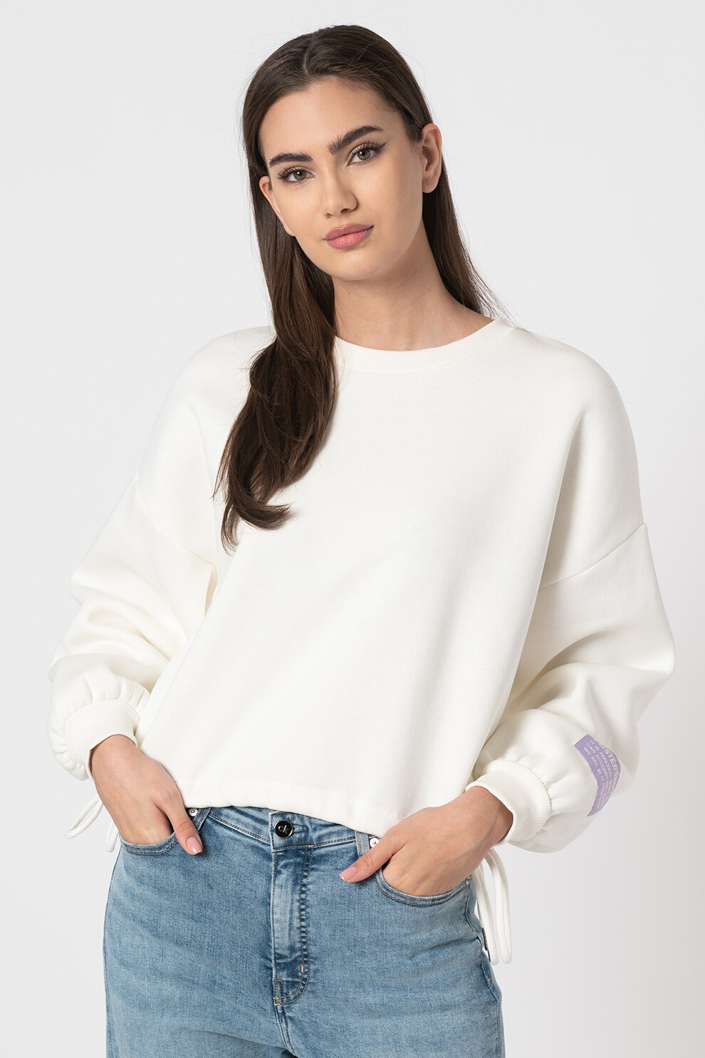Sisters Point, Bluza sport lejera cu maneci cazute Peva, Alb