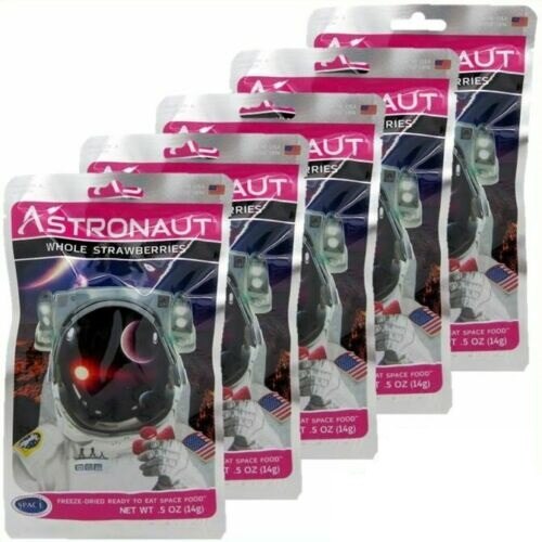 Set 5 pachete cu capsuni uscate, Astronaut, 14 g
