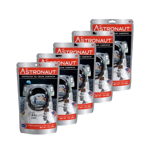 Pachet 5 inghetate sandwich liofilizate, Astronaut, Vanilie/Ciocolata/Capsuni, 28 g
