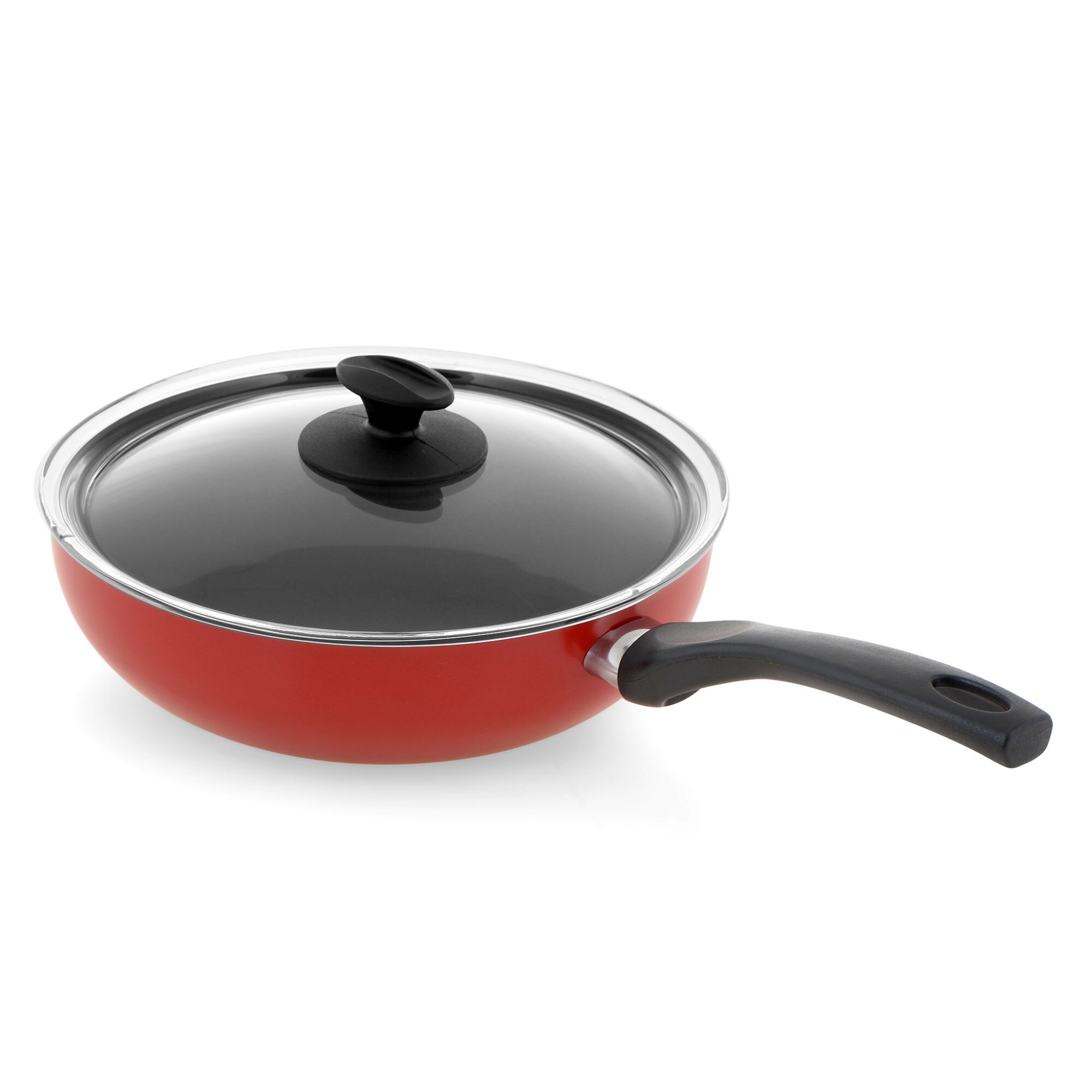 Tigaie cu capac Fatma, aluminiu, rosu, 24 cm