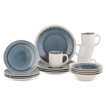 Serviciu de masa Paola, Multi Casa, Ceramica, alb/albastru, 16 piese Serviciu de masa Paola, Multi Casa, Ceramica, alb/albastru, 16 piese