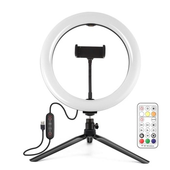 Lampa LED PKT3082B Puluz cu trepied si suport pentru telefon, 24-26 Lumeni, 168 Leduri RGBW, Reglare lumina, Telecomanda, 26 cm, Negru Lampa LED PKT3082B Puluz cu trepied si suport pentru telefon, 24-26 Lumeni, 168 Leduri RGBW, Reglare lumina, Telecomanda, 26 cm, Negru