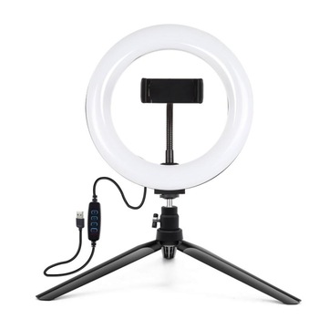 Lampa LED PKT3073B Puluz cu trepied si suport pentru telefon, 24-26 Lumeni, 96 Leduri, Reglare lumina, 20 cm, Negru Lampa LED PKT3073B Puluz cu trepied si suport pentru telefon, 24-26 Lumeni, 96 Leduri, Reglare lumina, 20 cm, Negru
