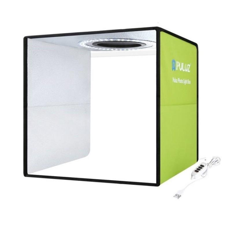 Mini studio portabil Lightbox PU5032G PULUZ, LED-uri incorporate, fundaluri multiple, fotografie/mini-filmulete de produs,30x30cm, Verde